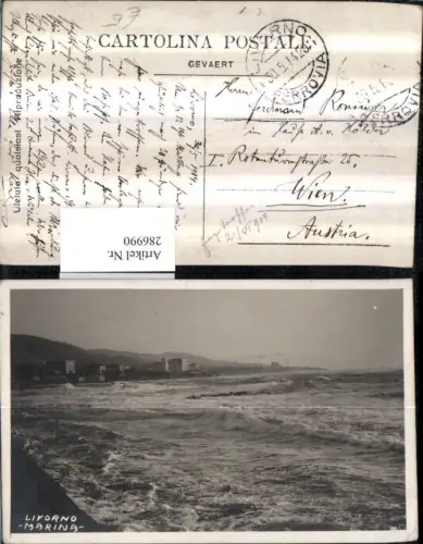 286990,Toscana Livorno Marina Teilansicht Strand Wellen