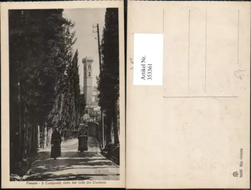 353361,Toscana Firenze Fiesole Il Campanile visto dal viale del Cimitero Straße Turm