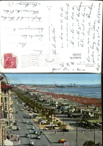353382,Toscana Lucca Viareggio Viale lungomare e spiaggia Promenade Strand