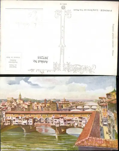 397255,Künstler AK E. Colombo Toscana Firenze Florenz Lung'Arno coi Tre Ponti Brücke