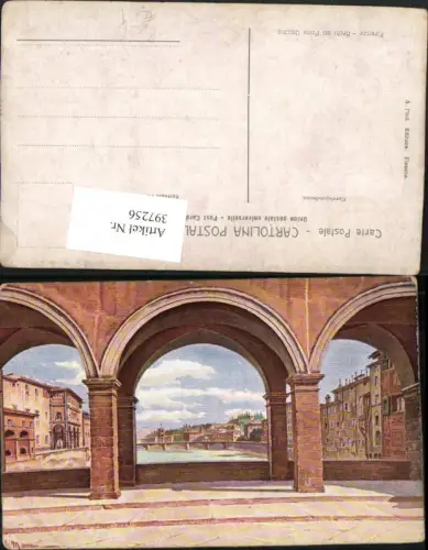 397256,Künstler AK Toscana Firenze Florenz Archi del Ponte Vecchio Brücke Arkaden