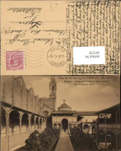 397270,Toscana Firenze Florenz Chiesa di S. Croce Il Primo Chiostro Kloster