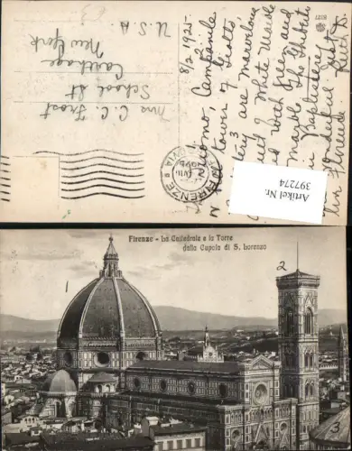 397274,Toscana Firenze Florenz La Cattedrale e la Torre dalla Cupola di S. Lorenzo Kirche