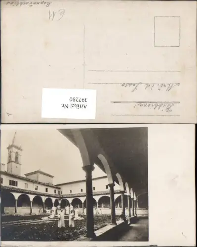 397280,Foto AK Toscana Arezzo Bibbiena Sasso Kloster Gang Arkaden Mönche