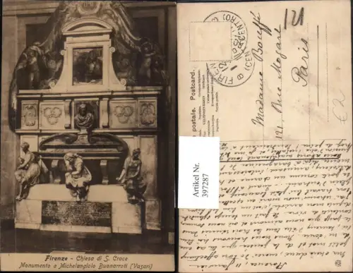 397287,Toscana Firenze Florenz Chiesa di S. Croce Monumento a Michelangiolo Buonarroti