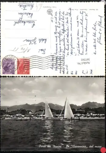 397501,Toscana Lucca Forte di Marmi La Capannina dal mare Strand Segelboote