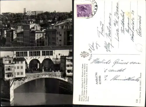 419946,Toscana Firenze Florenz Ponte Vecchio e Basilica di S. Miniato al Monte Brücke