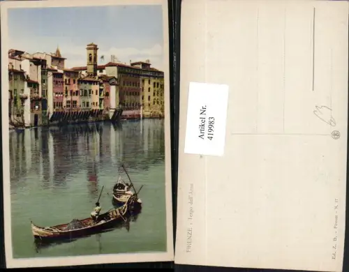 419983,Toscana Firenze Florenz Tergo dell Arno Teilansicht Fluss Boote