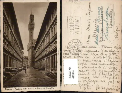 419984,Toscana Firenze Florenz Portico degli Uffizi e Torre di Arnolfo Straßenansicht Rathaus