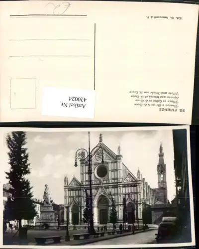 420024,Toscana Firenze Florenz Piazza e Chiesa di S. Croce Kirche Denkmal