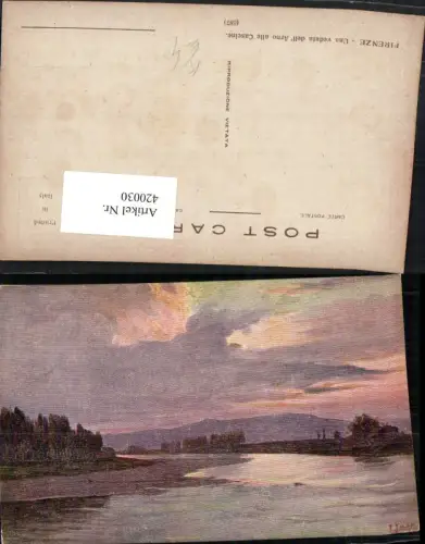 420030,Künstler AK L. Juon Toscana Firenze Florenz Una veduta dell Arno alle Cascine Fluss