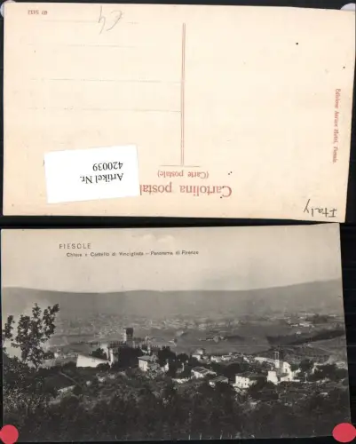 420039,Toscana Firenze Fiesole Chiesa e Castello di Vincigliata Panorama Burg