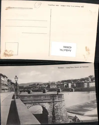420086,Toscana Firenze Florenz Lung'Arno Nuovo col Terrazzo Brücke