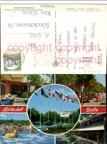 472842,Toscana Grosseto Riva del Sole Strandleben Fahnen Mehrbildkarte
