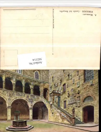 502114,Künstler AK A. Marrani Toscana Firenze Florenz Cortile del Bargello