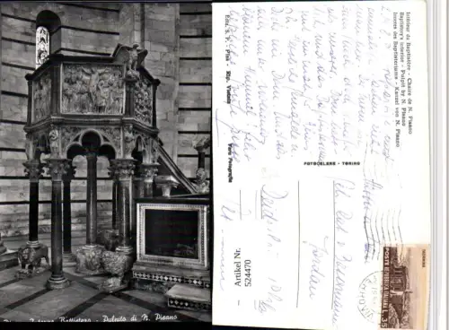 524470,Toscana Pisa Battistero Pulpito di N. Pisano Taufkapelle Kanzel