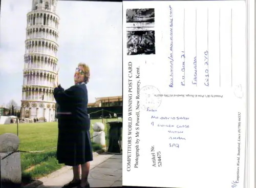 524475,Toscana Pisa Schiefer Turm Frau m. Sonnenbrille