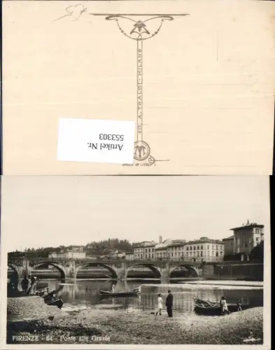553303,Firenze Florenz Ponte alle Grazie Boote Leute Ufer