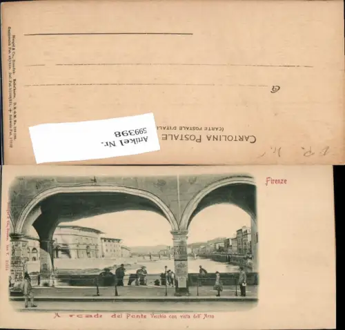 599399,Firenze Florenz Arcade del Ponte Vecchio con vista dell Arno Italy