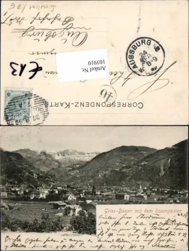 103910,Gries bei Bozen Bolzano m. Dolomiten Rosengarten 1900