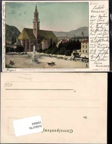 104084,Bozen Bolzano Johannisplatz Waltherdenkmal 1900