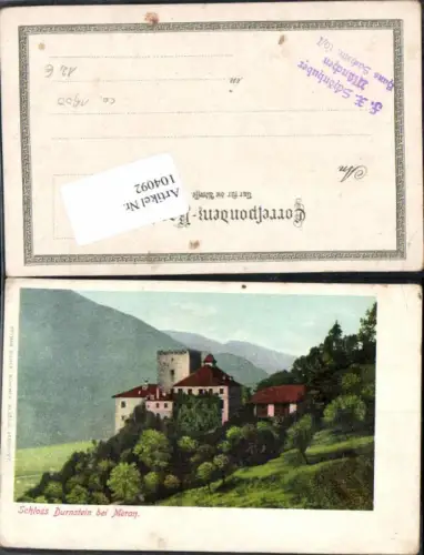 104092,Litho Schloss Durnstein b. Meran Merano pub Zieher