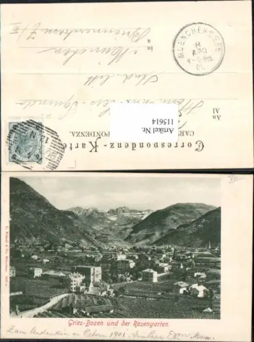 115614,Trentino Gries bei Bozen und Rosengarten Südtirol 1899
