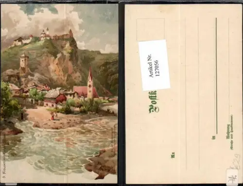 127056,Trentino RARE Künstler Litho Klausen m. Säben Südtirol sign R. Schmohl pub Seeger
