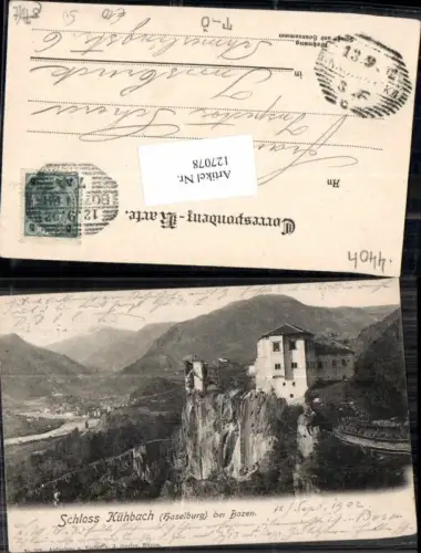 127078,Trentino Schloss Kühbach Haselburg bei Bozen 1900