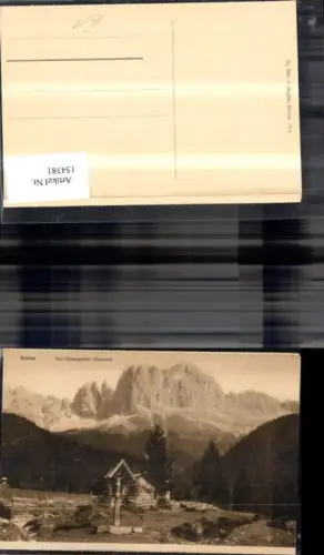 154381,Trentino Bozen Der Rosengarten Dolomit Ansicht m. Bildstock Marterl