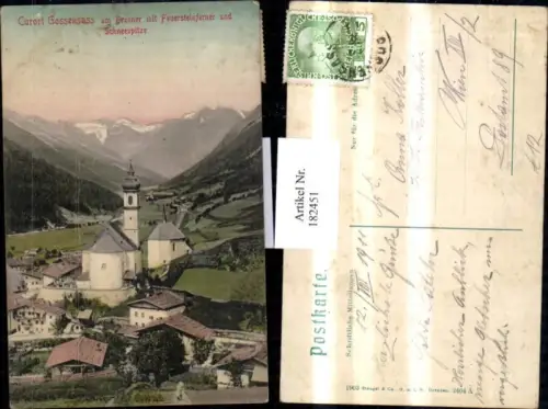 182451,Trentino Gossensass am Brenner m. Feursteinferner u. Schneespitze Totale