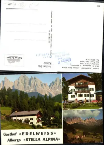 182489,Trentino Gasthof Edelweiß Albergo Stella Alpina b. St. Magdalena Villnößtal Mehrbildkarte