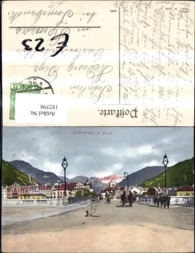 182598,Trentino Talferbrücke i. Bozen Brücke m. Kutsche u. Personen