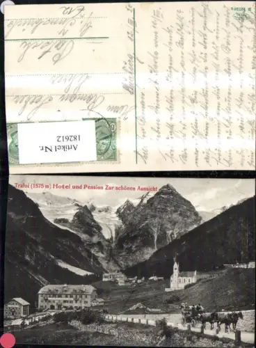 182612,Trentino Trafoi Hotel u. Pension Zur schönen Aussicht Ansicht m. Pferdekutsche