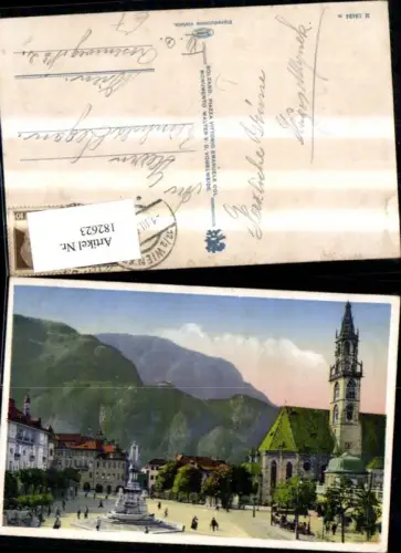 182623,Trentino Bozen Walterplatz Ansicht m. Denkmal Walter v. d. Vogelweide