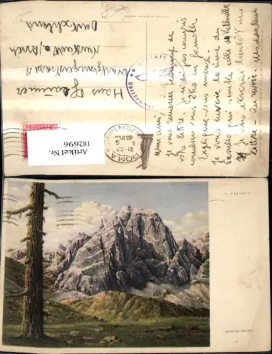 182696,Trentino Il Pasubio Bergansicht m. Baum i. Vordergrund Künstler Ak Dandolo Bellini