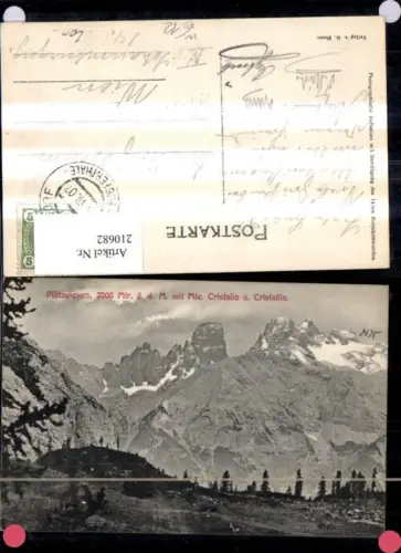 210682,Trentino Prags Plätzwiesen m. Monte Cristallo u. Cristallin Bergansicht