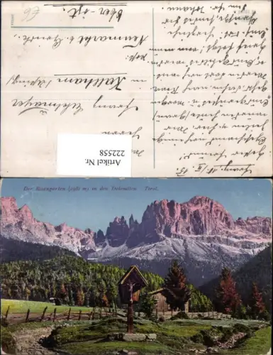 222558,Trentino Der Rosengarten i. d. Dolomiten b. Blumau Wegkreuz