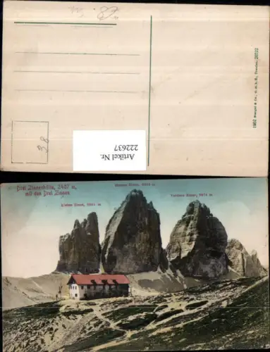 222637,Trentino Drei Zinnenhütte Berghütte m. d. Drei Zinnen b. Sexten