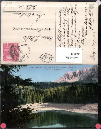 222641,Trentino Der Karersee b. Bozen m. d. Latemar i. d. Dolomiten