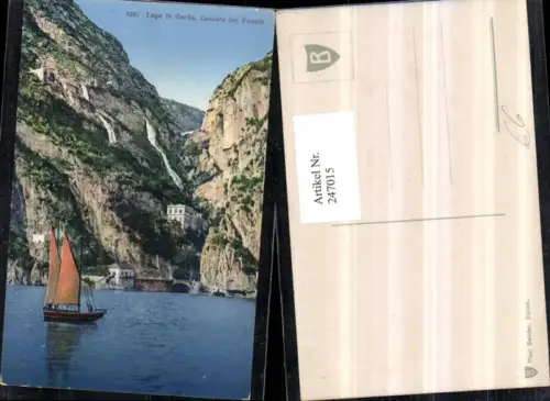 247015,Trentino Trento Lago di Garda Cascata dl Ponale Wasserfall Segelboot