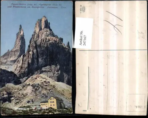 247167,Trentino Trento Vajolet-Hütten Vajoletspitze u. Winklerturm am Rosengarten Bergkulisse b. Pozza di Fassa