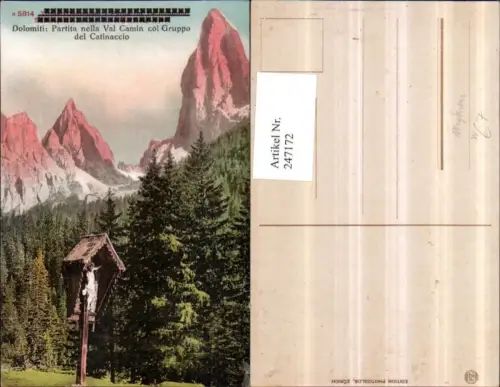 247172,Trentino Bolzano Partita nella Val Camin col Gruppo del Catinaccio Wegkreuz b. La Valle Wengen