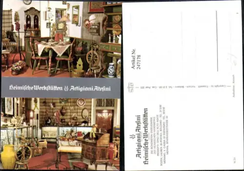 247178,Trentino Bolzano Bozen Artigiani Atesini Werkstätte Spinnrad Mehrbildkarte