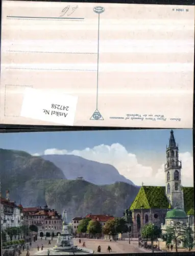247258,Trentino Bolzano Bozen Piazza Vittorio Emanuele col monumento Brunnen Kirche
