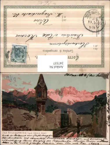 247337,Künstler Litho AK Trentino Bolzano Der Rosengarten von Gries aus Bildstöckl
