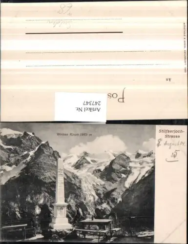 247347,Trentino Bolzano Stilfserjoch-Straße Denkmal m. Weiße Knott b. Sulden