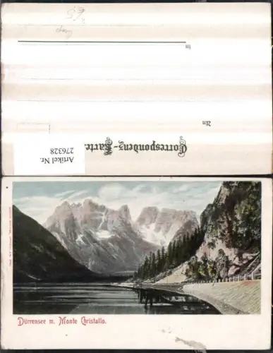 276328,Trentino Bolzano Toblach Dürrensee See m. Monte Christallo Cristallo Bergkulisse