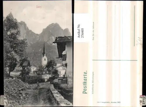 276405,Trentino Bolzano Seiss Seis am Schlern Wegpartie Wegkreuz Kirche Bergkulisse