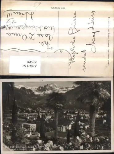 276491,Trentino Bolzano Bozen Gries Totale verso le Dolomiti Bergkulisse Palmen